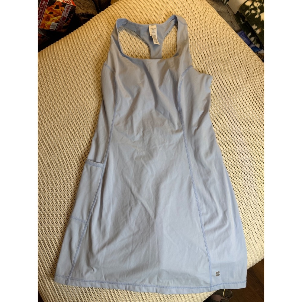 Sweaty Betty Swift Exercise Dress Blue Racerback Tennis Golf Mini Size Medium